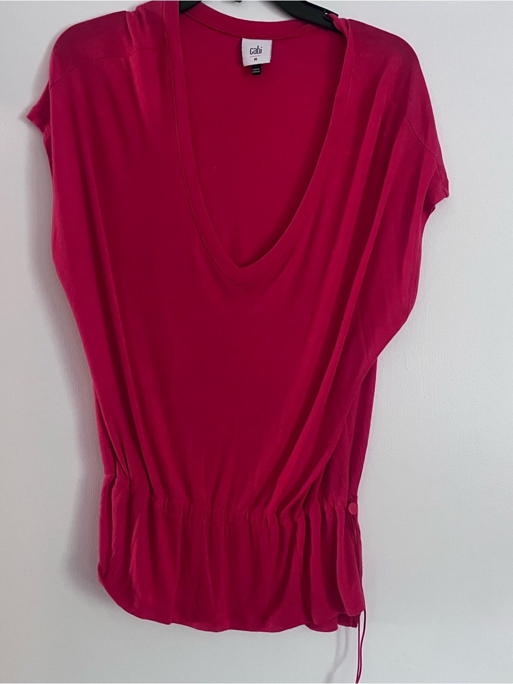 CAbi deep red V-Neck Short Sleeve Tunic